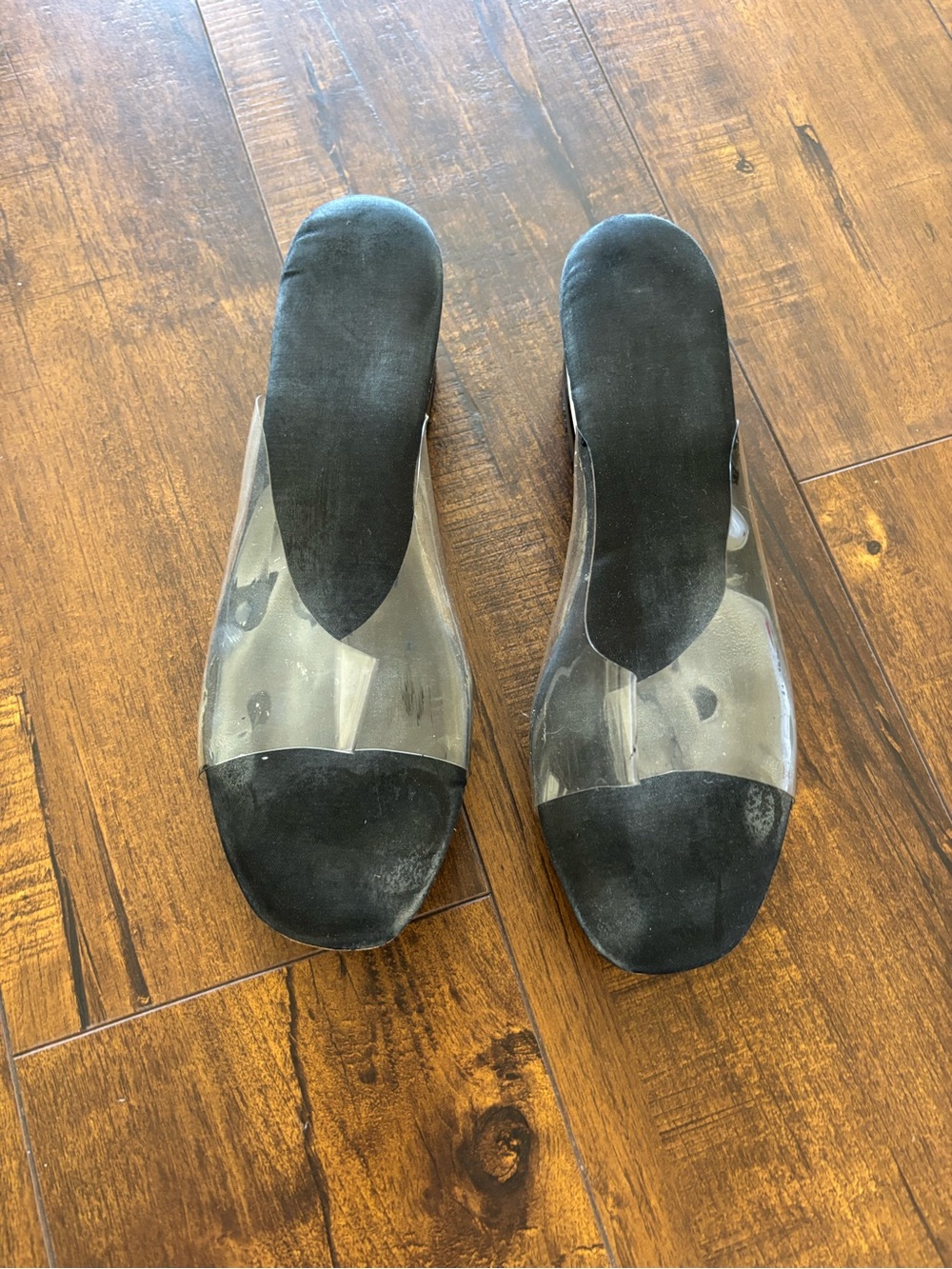 60s Clear Strap Black & White Sandals